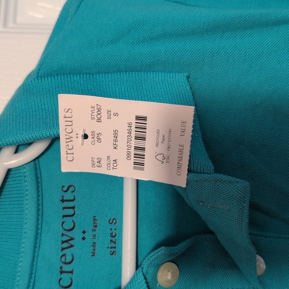 Boys Crewcuts Turquoise Green Polo with Embroidered Turtle NWT Size S - Picture 4 of 6